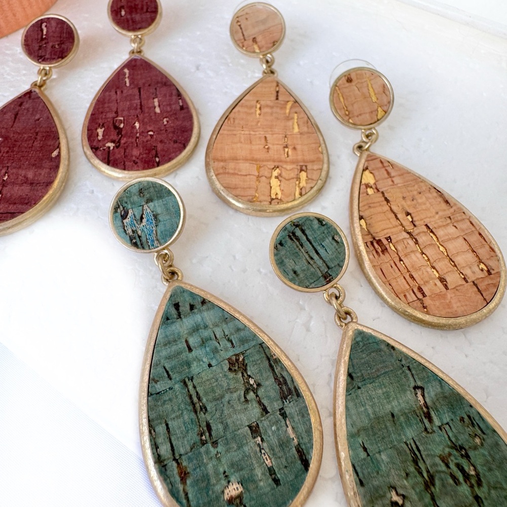 Colorful Teardrop Cork Earrings